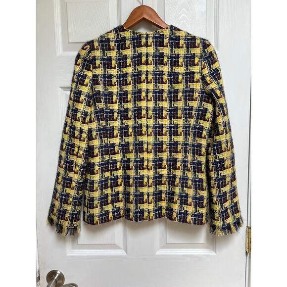 2004 Vintage Chanel Runway Yellow Multicolor Wool Jacket with Scarf and Brooch - Picture 2 of 16